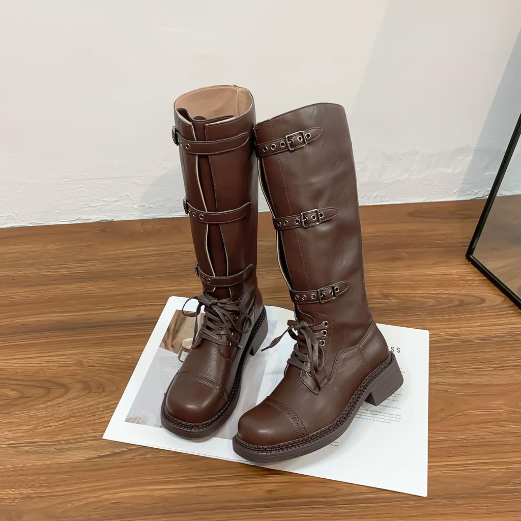 Grape mother winter new long knight boots women's trend small thick-soled heightening boots comfortable soft sole not tired feet