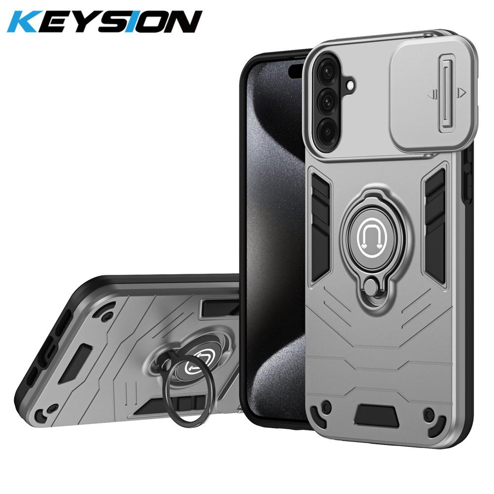 

Противоударный защитный чехол KEYSION для Samsung A26 5G, мягкий силикон + защитное кольцо для камеры из поликарбоната, чехол-подставка для телефона Galaxy A26 for Samsung A26 5G серый