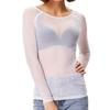 Mujer Top de Malla Transparente Manga Larga Camisa Ajustada Sexy Gasa Transparente Cuello O Tops Protección Solar