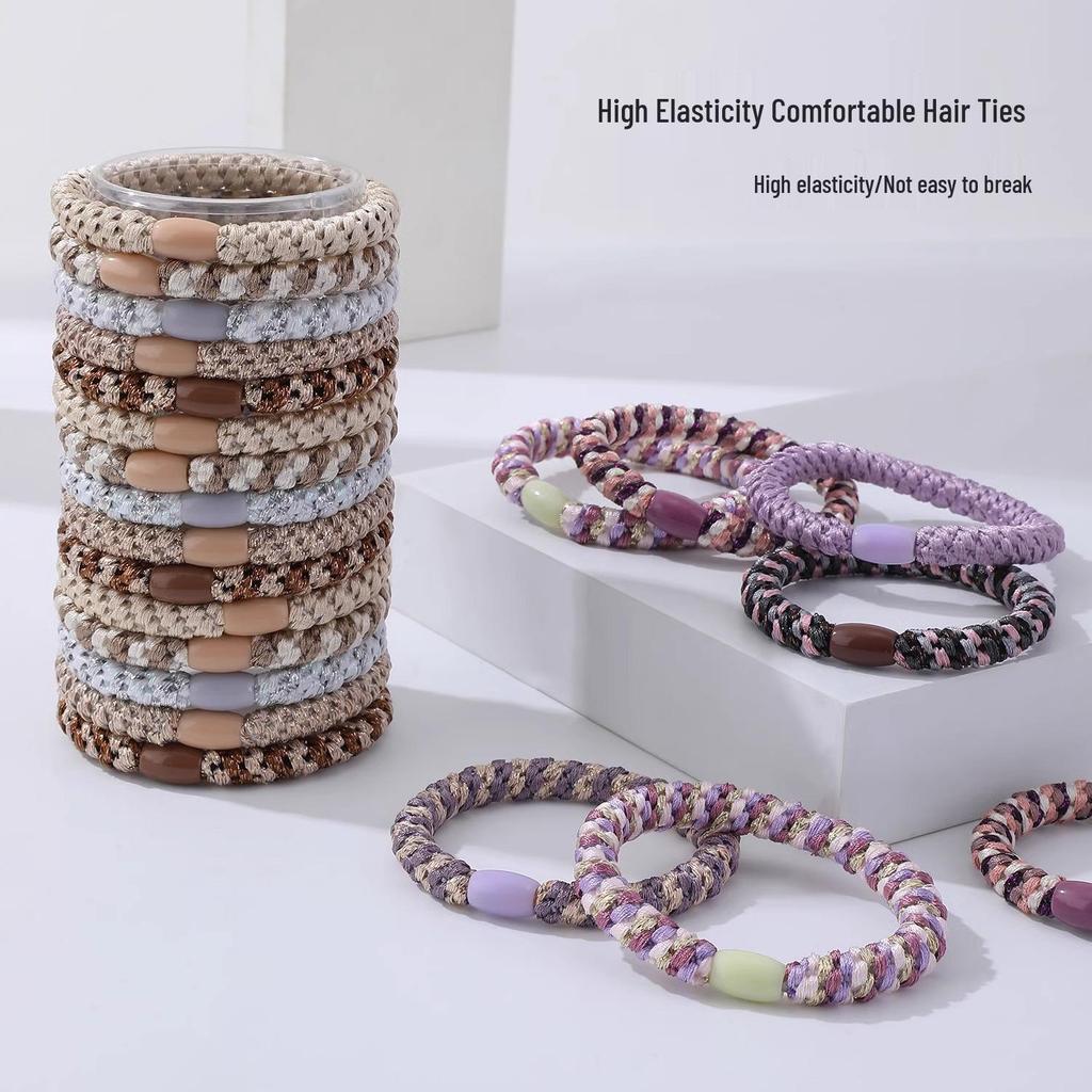 Velvet Mixed Color Braided Hair Ties: High Elasticity Hair Scrunchies for Stylish Buns and Commute-Friendly Accessories