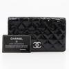 Chanel Matelasse Brilliant Purse A48691 Two-fold Long Wallet Black Enamel Women Used