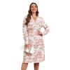 Ink Printed V-Neck Slim Mid-Length Dress Plus Size Women's Elastic Waist Long Sleeve Dress