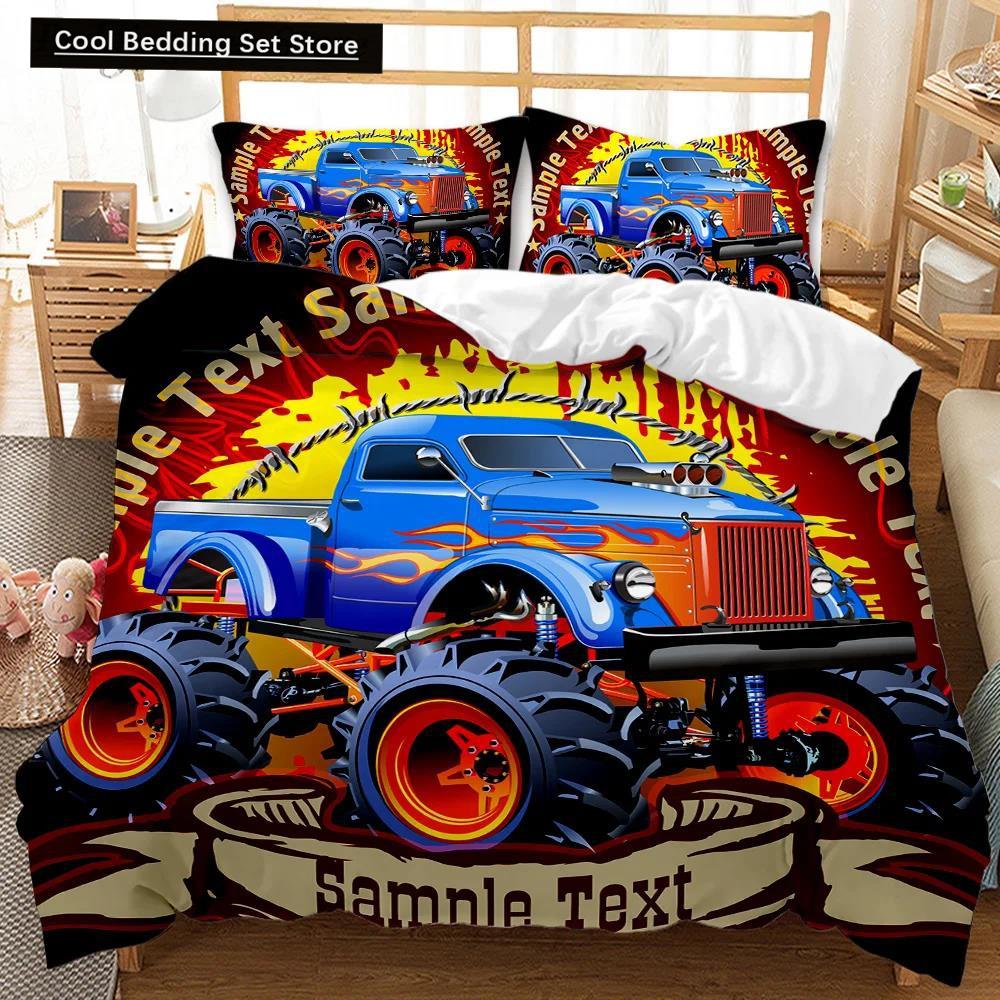 Engineering Vehicle Duvet Cover Set Engineering Vehicle Pickup Truck Off Road Vehicle Polyester Bedding Set Double Queen King