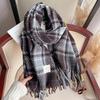 New autumn and winter scarf women's high-end atmosphere pink plaid couple shawl