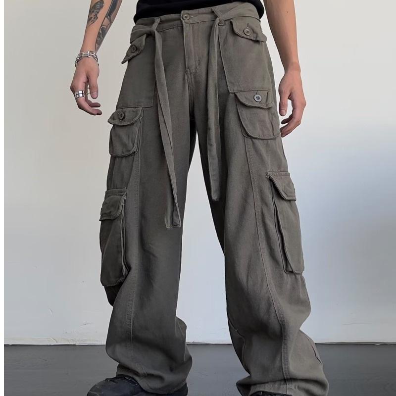 Men And Women Retro Large Pocket Overalls Wide Leg Pants Straight Summer New Fashion Casual Pants Japanese Harajuku Large Size