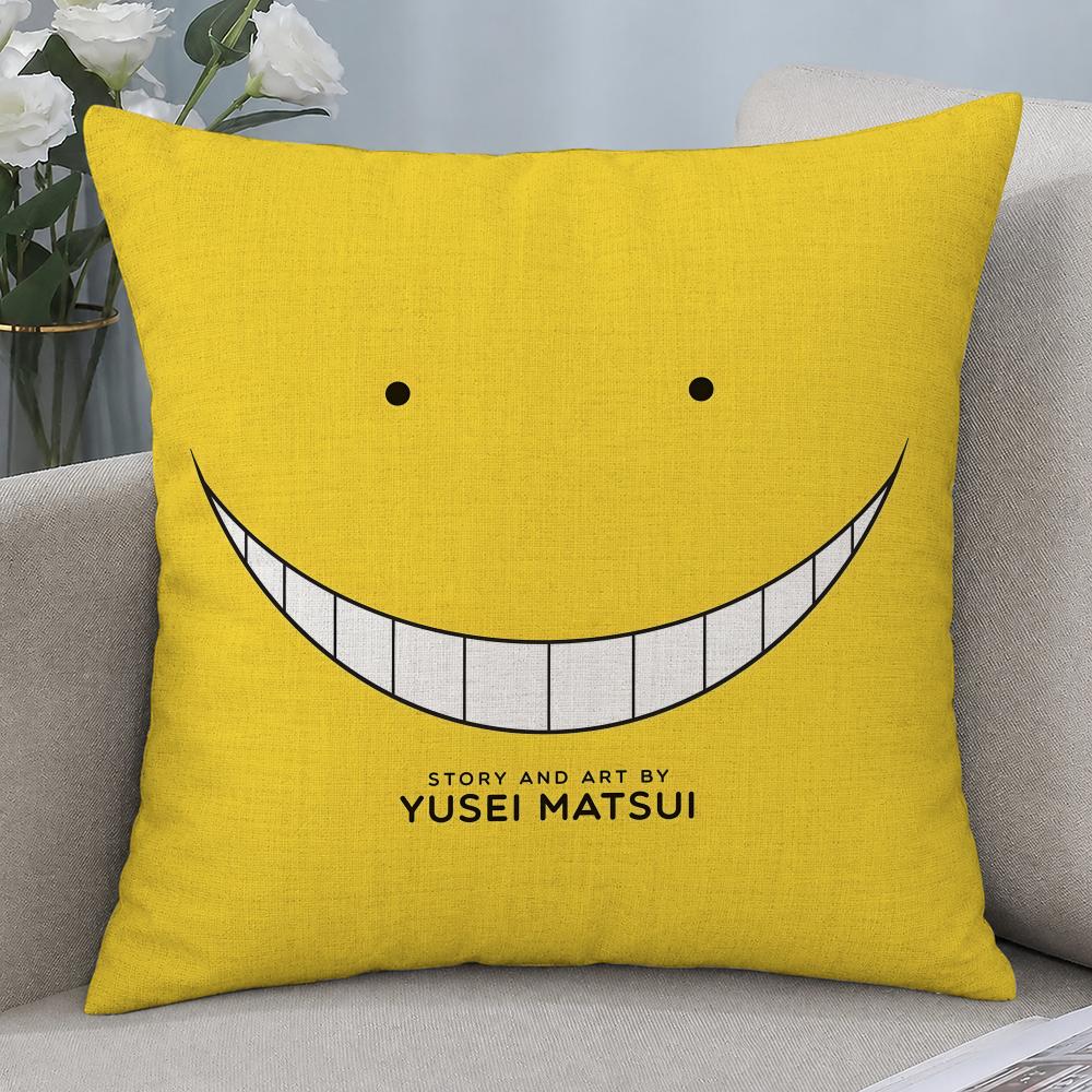 Anime Assassination Classroom Cushion Cover Cushion Covers Natural Linen Breathable Sofa Bedroom Decor Pillowcase