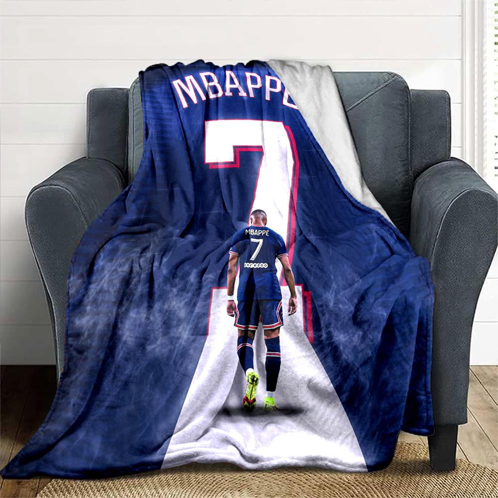Star Player Kylian Mbappé Blanket Soft & Cozy Perfect for Chair Livingroom Office Four Seasons Universal Playful Design