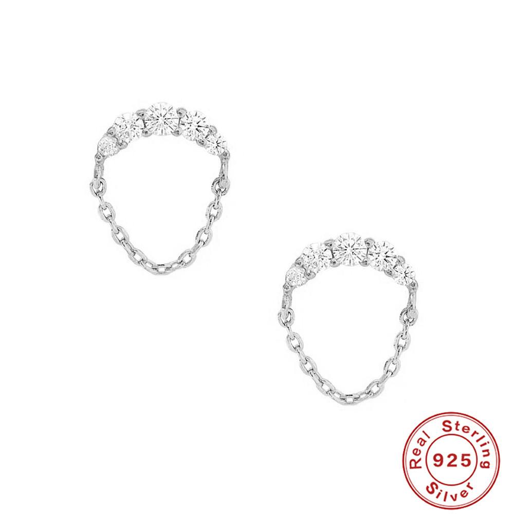 

Best-Selling S925 Sterling Silver Style, A Chic Daily Wear Chain Fringed Zircon Stud Earrings. 925 Silver платиновый