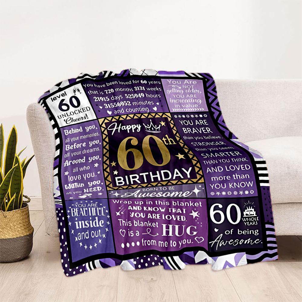 1pz Coperta Celebrazione Felice 60° Compleanno Morbida e Calda per Divano Ufficio Campeggio Viaggio Soggiorno Ottimo Regalo per Amici e Famiglia Confortevole