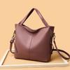 Large capacity middle-aged mother bag fashionable luxury soft leather women's handbag zipper on both sides solid color women's shoulder bag