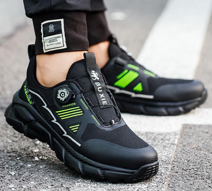 Fashion Lightweight Rotating Button Work Sneakers Protective Shoes Safety Puncture-proof Anti-smash Steel Toe Shoes Man Non-slip Sneaker