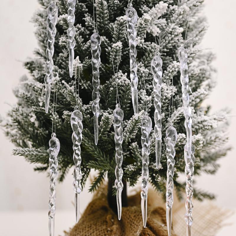 (12 Stück/Packung) Weihnachtsbaum-Anhänger Kunststoff Transparent Eiszapfen Deko Weihnachtsdekorationen Für Handgemachtes DIY Heimdekoration