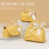 Packaging Box Ribbon Bow Handle Design Handbag Shape Faux Leather Wedding Favors Gift  Candy Bag Household Accessories