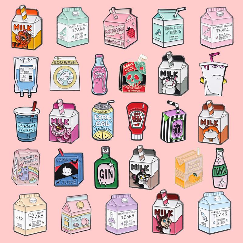 Milk Box Stylish Brooches Creative Alloy Pins For Trendy Men And Women Perfect For Summer 2024 Fashion