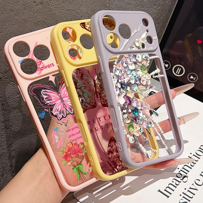 Colorful Butterfly Case For iPhone 17 Pro Max For iPhone 16 15 14 13 Pro Max Luxury Hybrid TPU+PC Clear Back Hard Cover