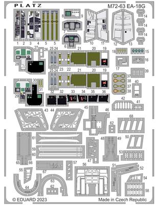 PLATZ US Navy Electronic Warfare Aircraft Growler Etching Parts Plastic Model Parts 1/72 EA-18G M72-63