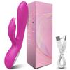 Kraftig G Spot Rabbit Vibrator Klitoris Nippel Dual Stimulator Massasjeapparat 2 i 1 Dildo Sexleketøy Handle Voksenvarer for kvinner