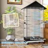 Bird Cage with Wheels and Removable Tray, 155cm High Aviary with Perches and Feeders, Black