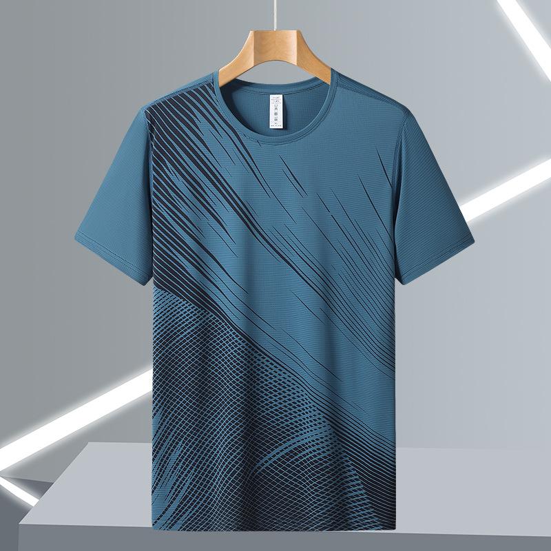 Pánské letní tričko s krátkým rukávem z ledového hedvábí, volný, rychleschnoucí, sportovní top, pánské letní ležérní oblečení pro větší velikosti