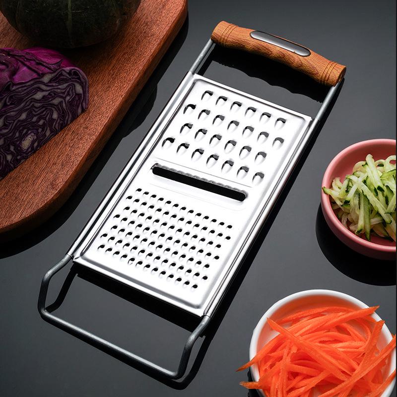 Stainless Steel Wood Grain Multi-functional Grater and Shredder for Fruits, Radishes, Potatoes, and More.