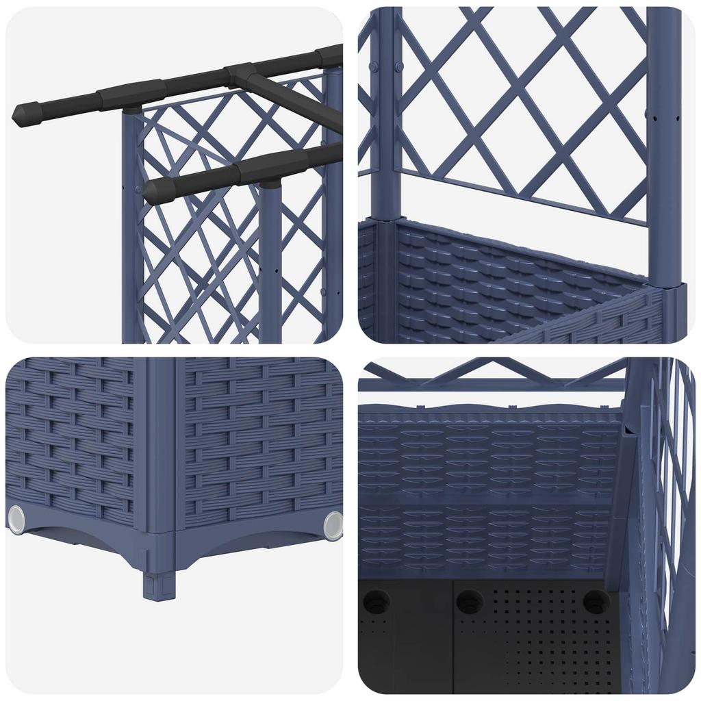 Raised Garden Bed with Trellis and Hanging Roof Gray 163.5 X 40 X 138 Cm PP