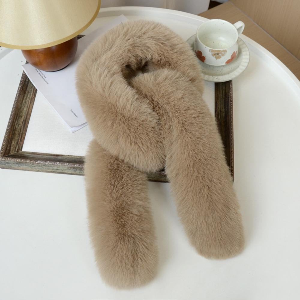 Fashionable 130cm Fake Fur Long Scarf Solid Color Thick Winter Fluffy Scarf Fur Decor Soft Long Strip Scarf Autumn Winter