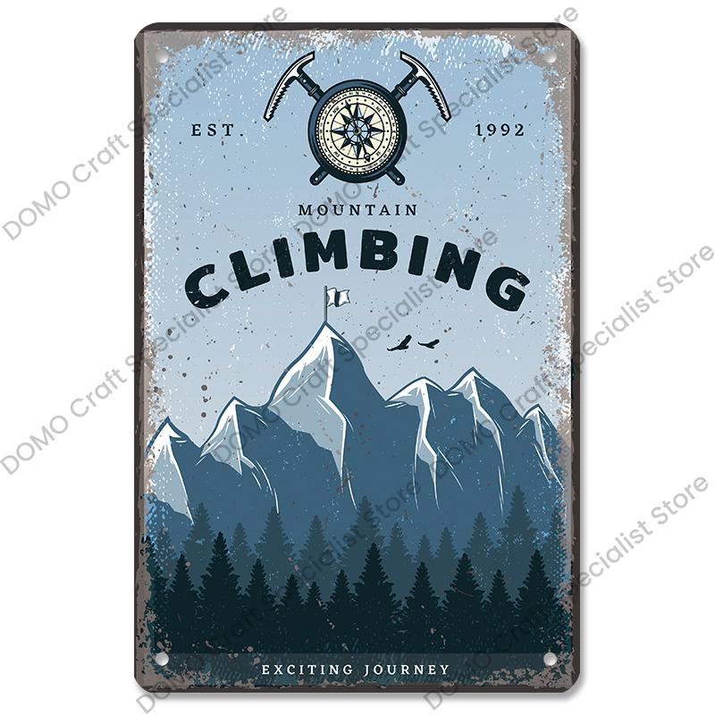 Camping Abenteuer Plaketten Vintage Metall Platte Berg Reise Campervan Touren Retro Metall Zeichen Wand Dekor Reise Club Camping Autos