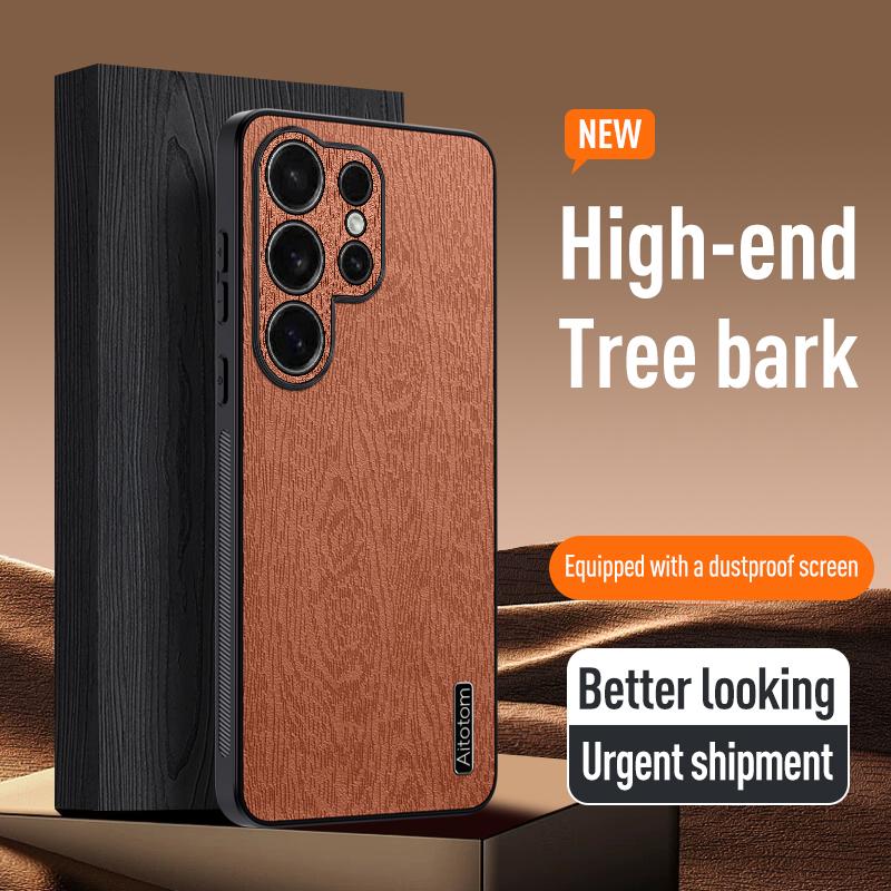 Slim Wood Grain Leather Case For Samsung Galaxy S26 Ultra S25 Edge S24 FE S23 S22 Plus A57 A37 A56 A36 A26 A16 A35 A25 A15 5G Shockproof Case Cover