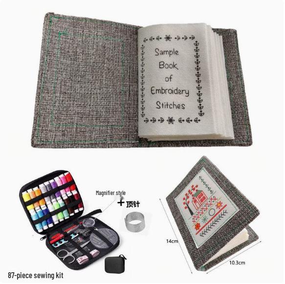 Portable Needle and Thread Set for Home Sewing and Mending – Includes Stitching Method Book and Case