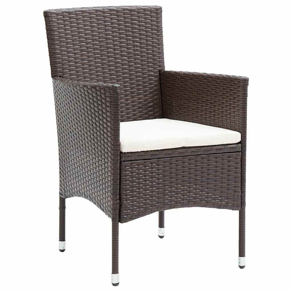 Garden Dining Set with Cushions 9 pcs Brown Poly Rattan