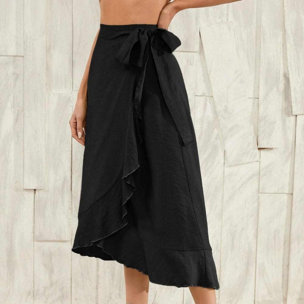 Women High Waist Skirts All-match Lady Elegant Long Skirt Retro Skirt High Waist Slim Sexy Hip Mid-length One-Step Skirts