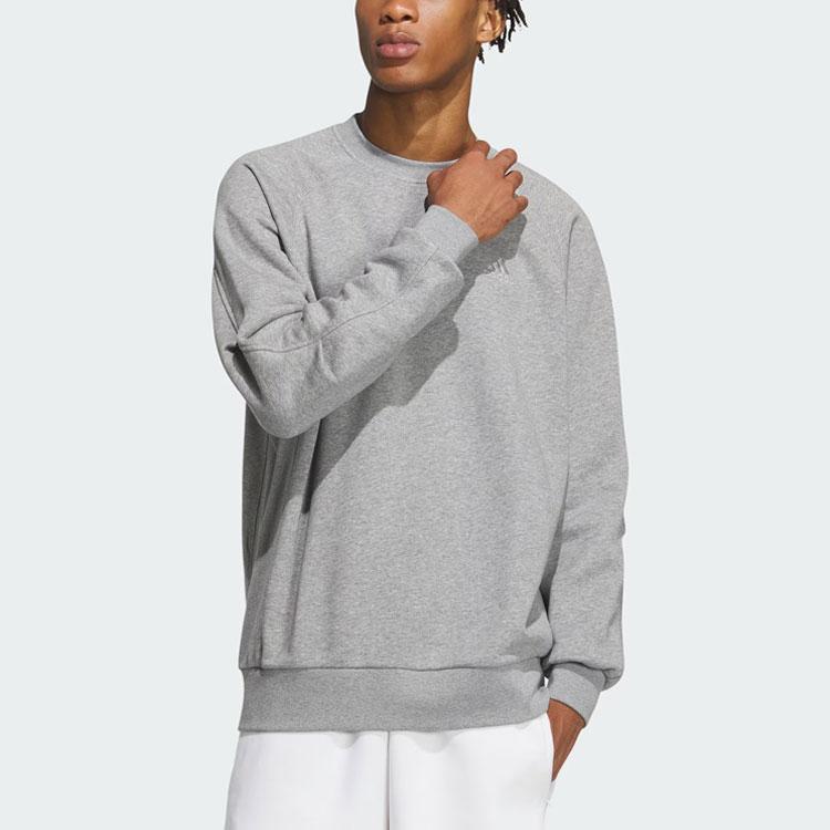 Adidas All Szn Oversized Sweatshirt Solid Color Letter Logo Embroidery Detail Sports Crew Neck Pullover Men Sweatshirt Medium-Gray IX6821