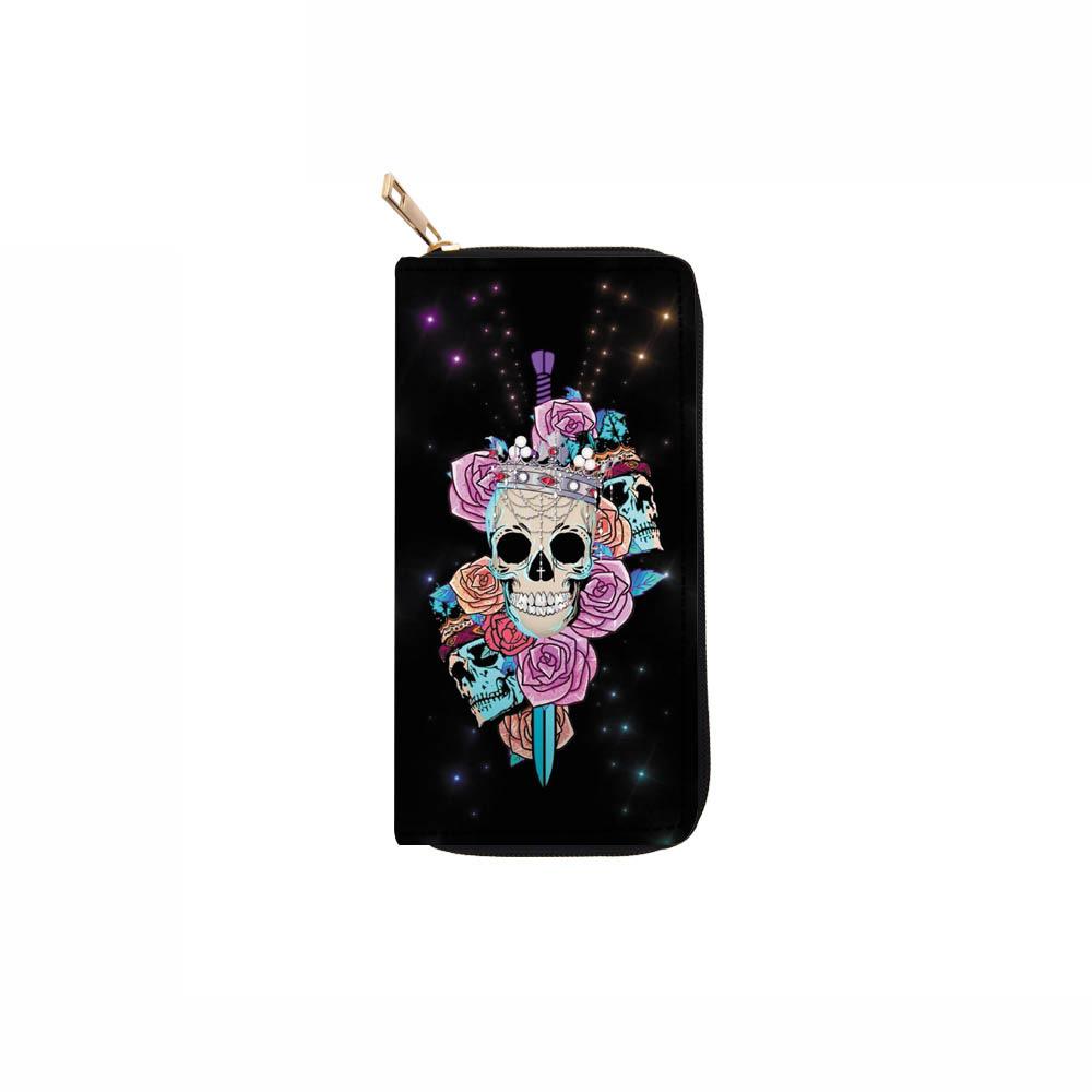 Cartoon Skull Long Zipper Wallet Christmas Horror Night Clutch Wallet