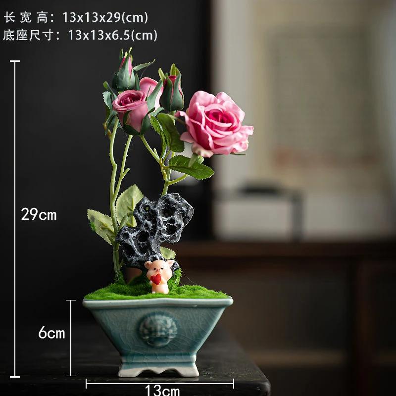 Chinese Style Flower Bonsai Decoration Ornaments For Indoor Study, Living Room Decoration Home Soft Decoration Handicrafts