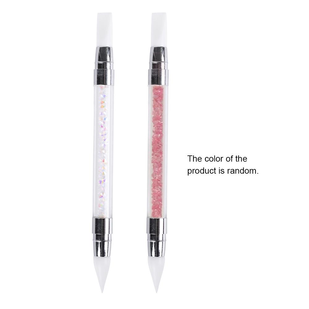 1pc Rhinestones Handle Emboss Nail Art Pen Silicone Nail Carving Brush Glitter Picker Nail Brushes Powder Picking Tools