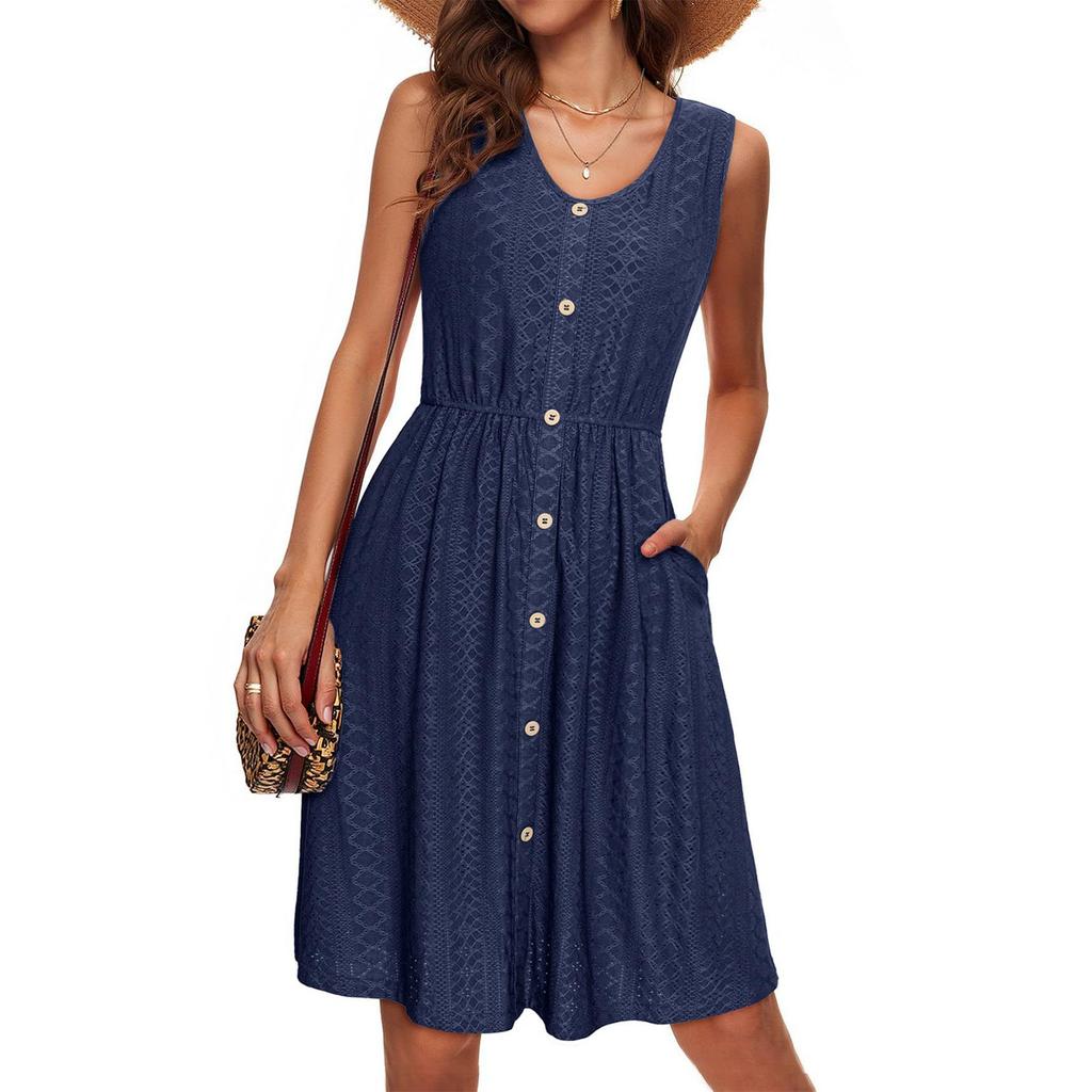 Dámská módní ležérní vesta bez rukávů jednobarevné šaty