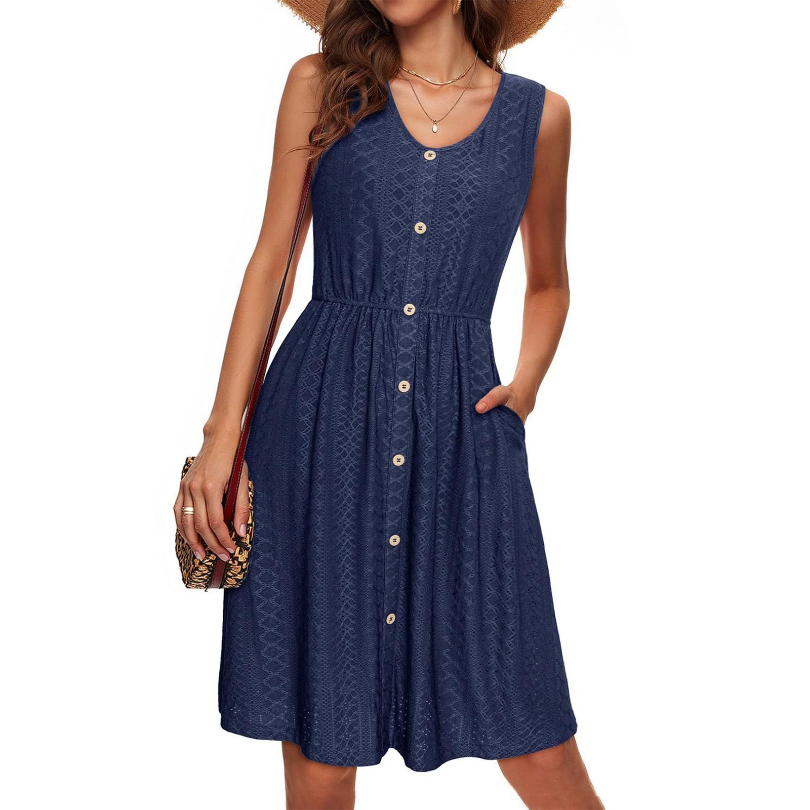 

Женское модное повседневное платье без рукавов с жилетом, однотонное платье S тёмно-синий