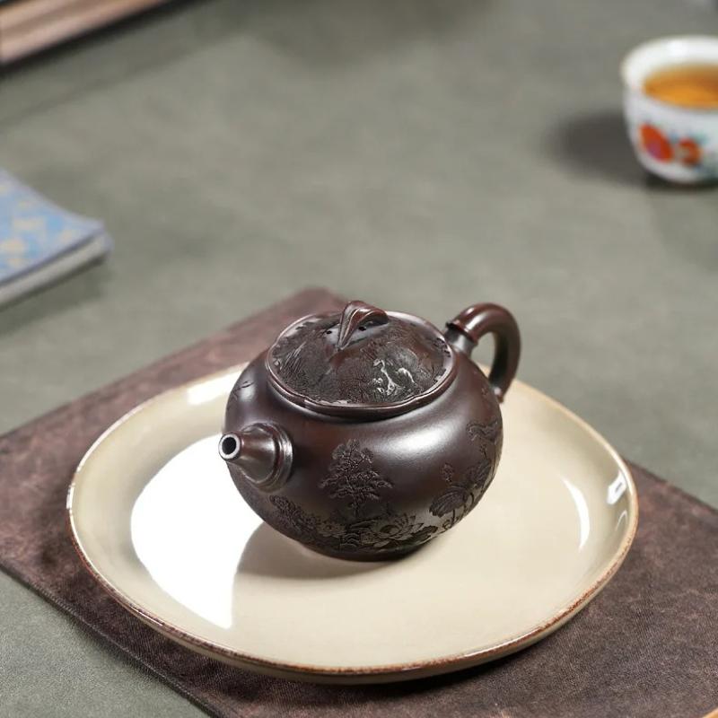 Yixing Original Ore Ancient Red Clay Zisha Teapot Handmade Lotus Fragrance And Elegant Charm 111Ml Tea Set