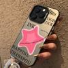 Cool Pink Five-Pointed Star Phone Case For IPhone 16 15 14 13 12 11 Pro Max Laser Hard Shockproof Cover Case Funda Bumber