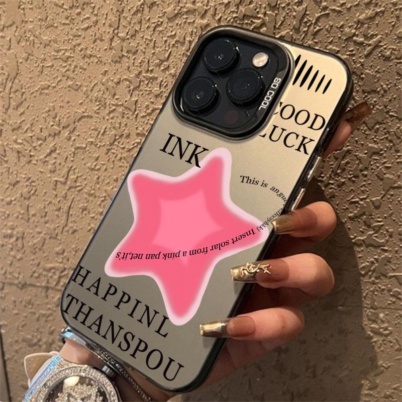 Cool Pink Five-Pointed Star Phone Case For IPhone 16 15 14 13 12 11 Pro Max Laser Hard Shockproof Cover Case Funda Bumber