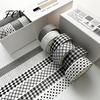 Office Desk Organization Tape 6 Rolls Plaid Washi Set, Grid Checkered Pattern Masking Tape, Self Retro Adhesive Decorative for DIY Crafts, Journal,