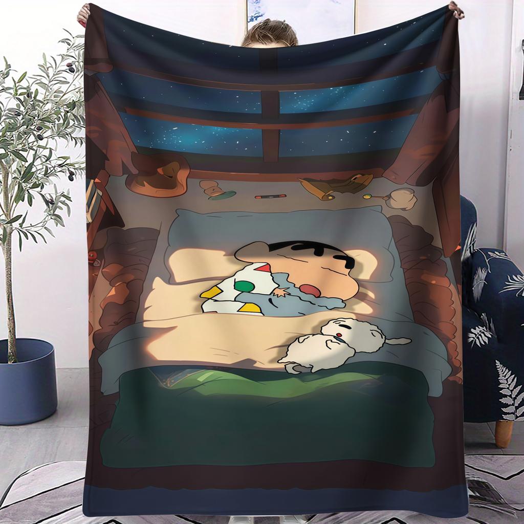 Crayon Shinchan Small Cover Blanket Bed Sheet Soft Comfortable All Season Bed Dorm Sofa Office Car Lunch Camping Nap Kids Gift
