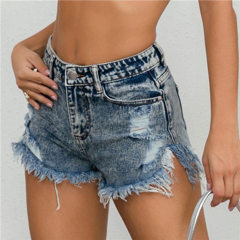 Fashion Sexy High Waist Plus Size Ripped Denim Shorts Female Ripped Jeans Denim Shorts