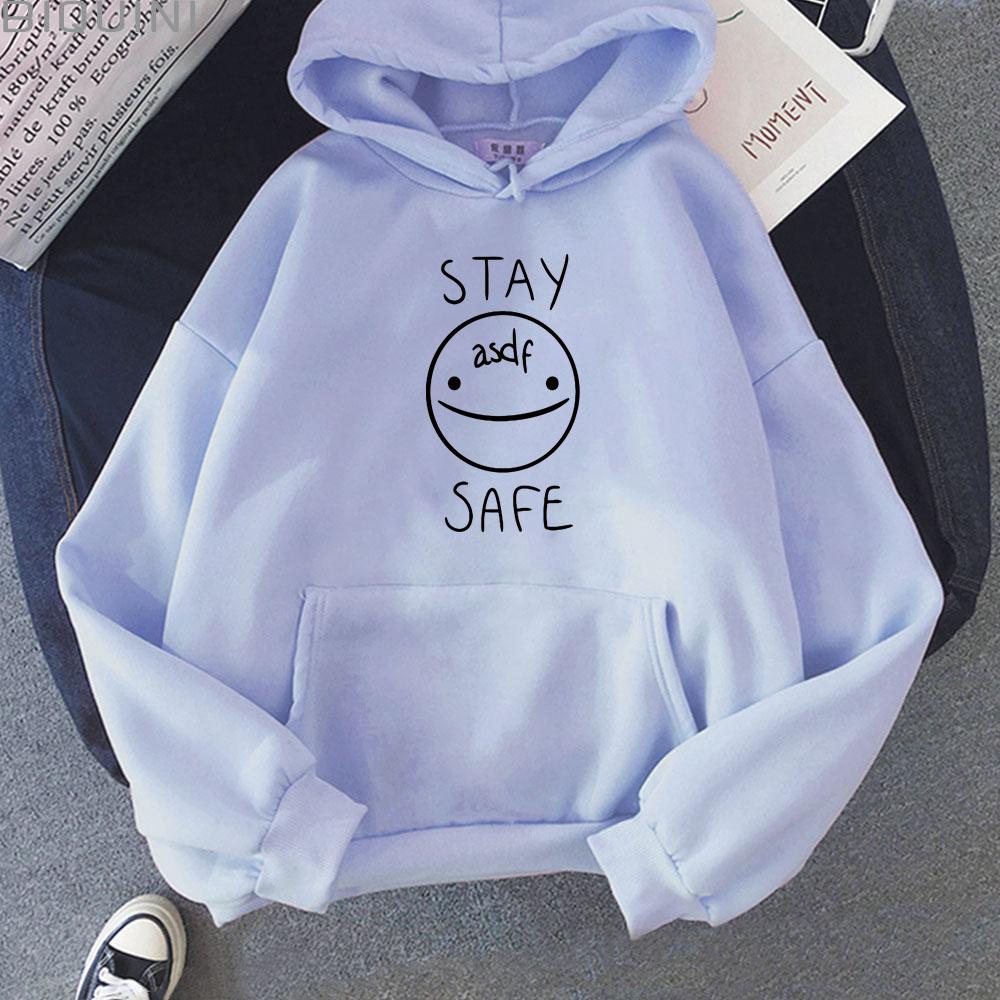 Eddsworld Smile STAY SAFE Oversized Hoodie WoUnisex Funny Print Long Sleeve Pullover Kawaii Fashion Autumn Winter Sweatshirts