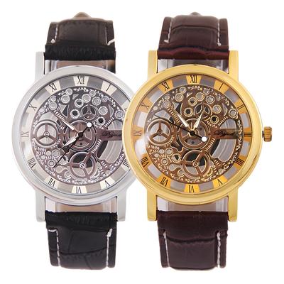 1PC Casual Korean Version Non-mechanical Watch Men's Quartz Watch, Double-sided Perspective Hollow Watch, Men's Model