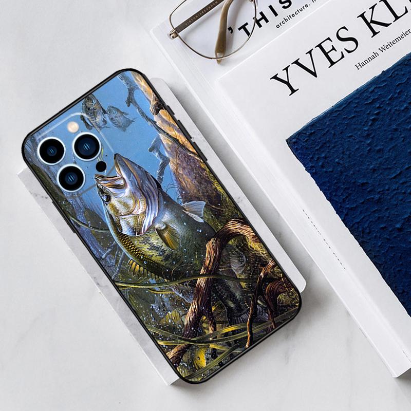 Bass Fishing Lake Fisherman Case For iPhone 17 Air 14 13 12 11 15 16 Pro Max Mini 15 16 Plus 16e Funda Silicone Cover