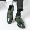 Men Retro Loafers Leather Shoes Formal Business Flats Slip on Shoes Wedding Dress Prom Black Shoes Large Size