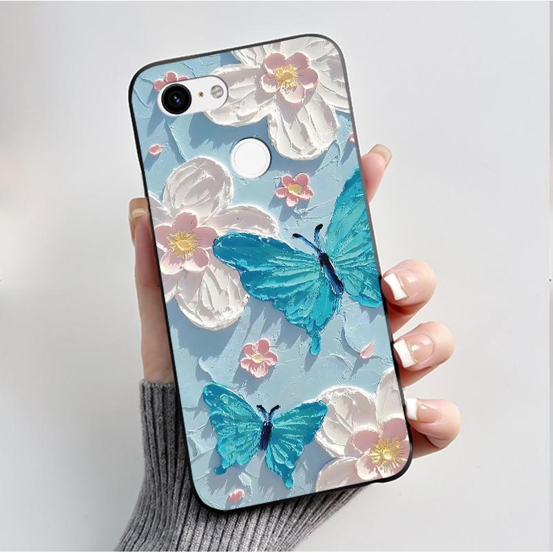 For Google Pixel 3 XL Case Black Bumper Soft TPU Silicone Cover for Pixel 3 XL Phone Cases Pixel3 3XL Butterfly Flower Capa