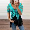 2023 European & American Women's V-Neck Zipper Floral Short-Sleeve Loose T-Shirt
