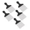 5pcs Black Stainless Steel Teeth Pick Comb Hair Detangling Styling Comb for Braids Wide Tooth Hair P